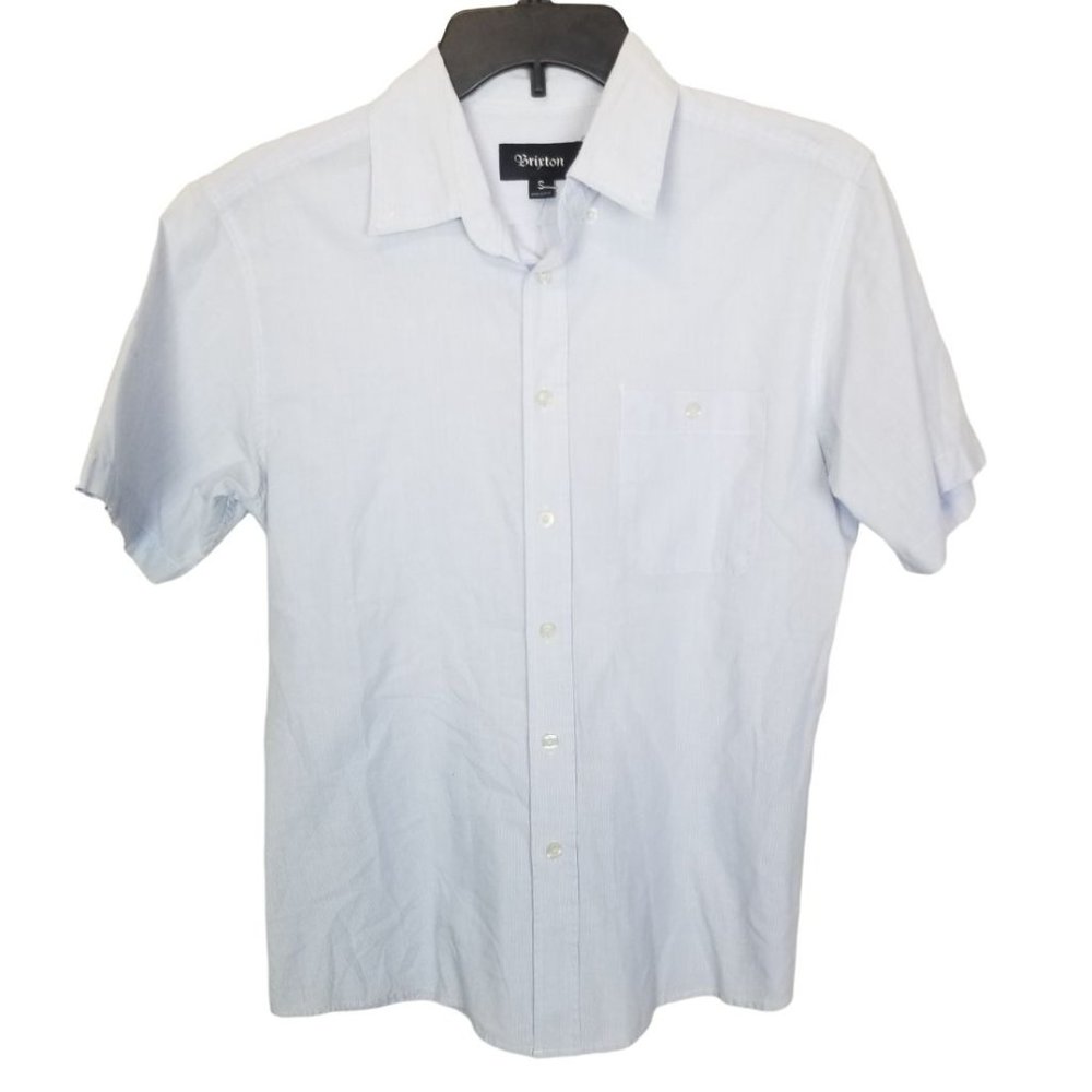 Brixton Mens S Light Blue Short Sleeves Button Dow